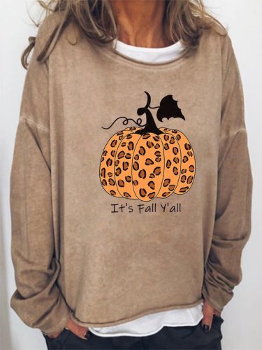 Women Funny Halloween Graphic It's Fall Y'all Sweatshirt