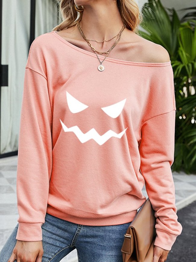 Halloween Simple Ghost Women's Long Sleeves Sweatshirt