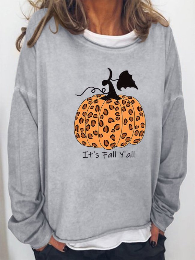 Women Funny Halloween Graphic It's Fall Y'all Sweatshirt