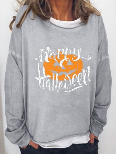 Women Funny Happy Halloween Graphic Sweatshirt