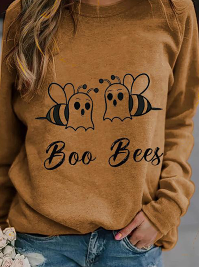 Honeybee Print Long Sleeve Sweater For Halloween
