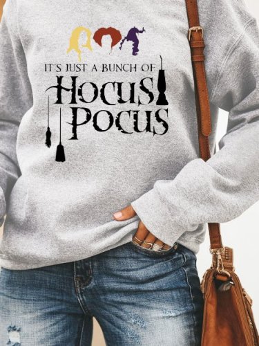 It's just a bunch of hocus pocus.Halloween printed round neck long-sleeved polyester cotton sweatshirt