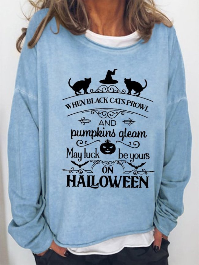 When The Black Cat Prowl Halloween Sweatshirt