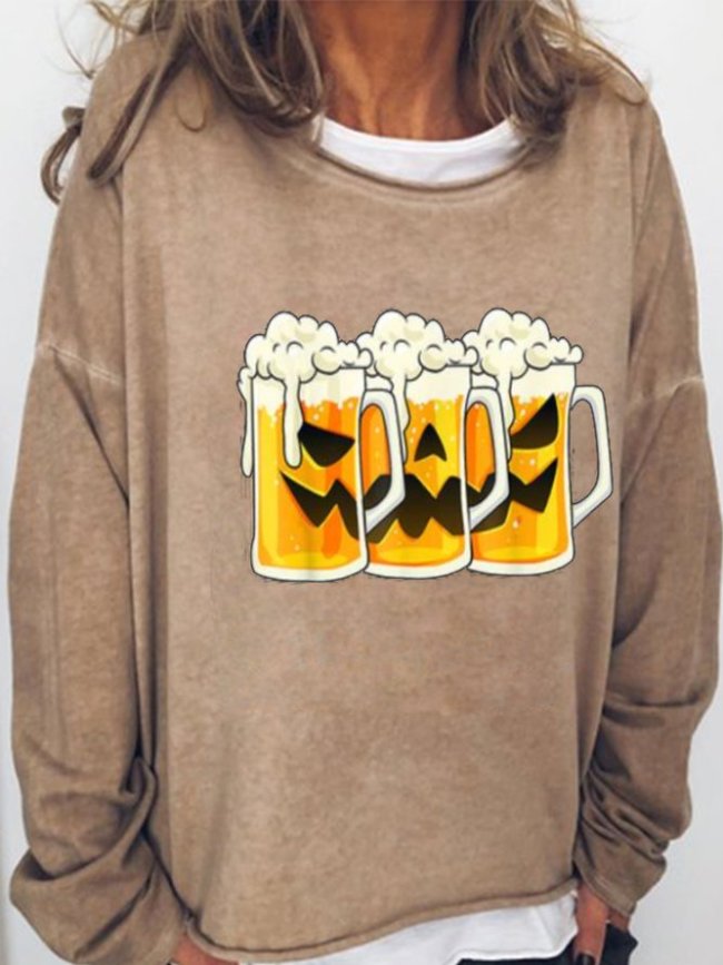 Halloween Beer Casual Long Sleeve Sweatshirt