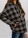 Plaid Color Block Stand Neck Zipper Coat