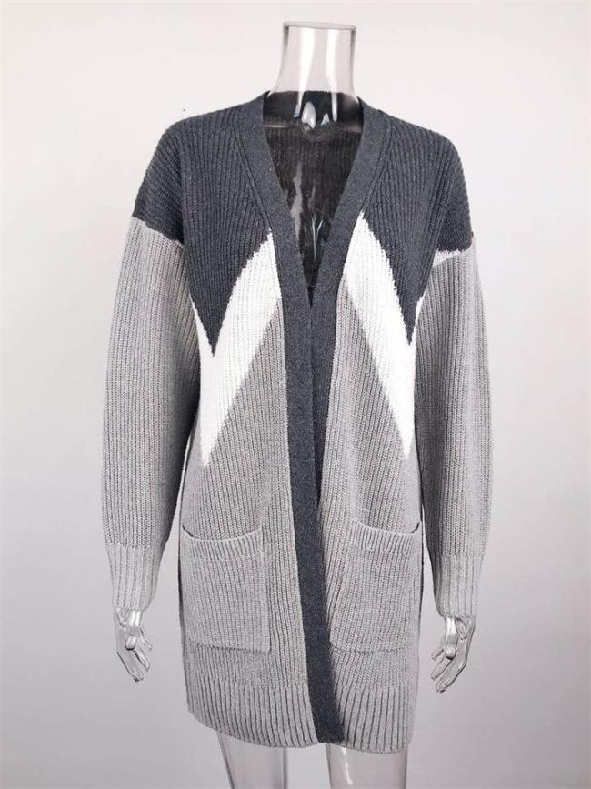 Women's Loose Knit Color-Block Cardigan Sweater