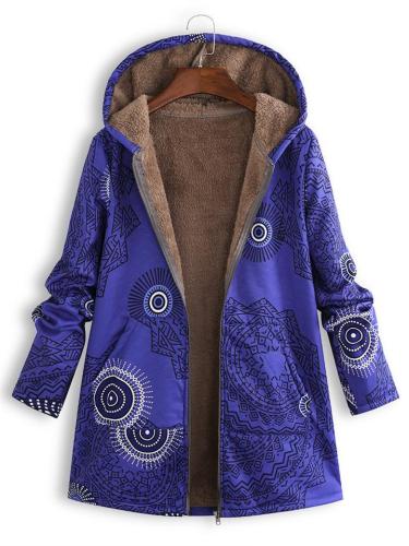 Winter Keep Warm Printed Hooded Aztec Jacket & Coat