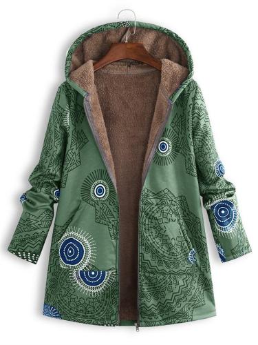 Winter Keep Warm Printed Hooded Aztec Jacket & Coat