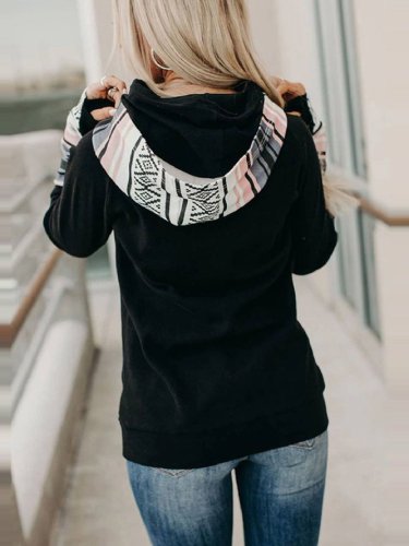 Black Long Sleeve Floral-Print Boho Sweatshirt