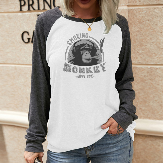 The Big Lebowski Smoking Monkey Women's Long Sleeve Sweatshirt