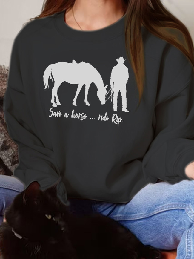 Rip Save A Horse Ride Rip Print Women's Pullover Drawstring Hoodie