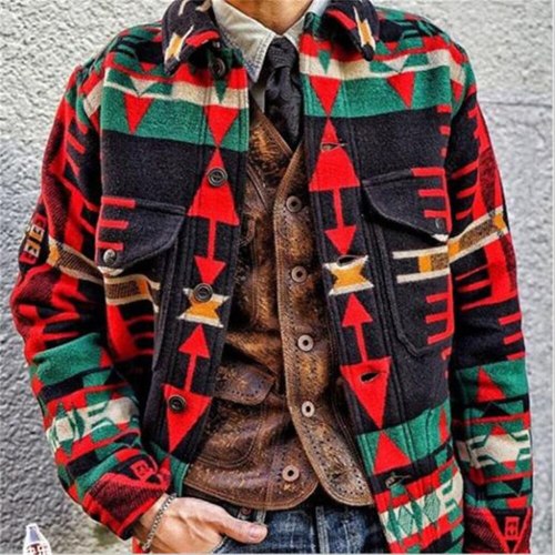 2021 European  American Spring Jacket Autumn Youth Men's New Three-Dimensional Patch Pocket Printing Single-Breasted Lapel