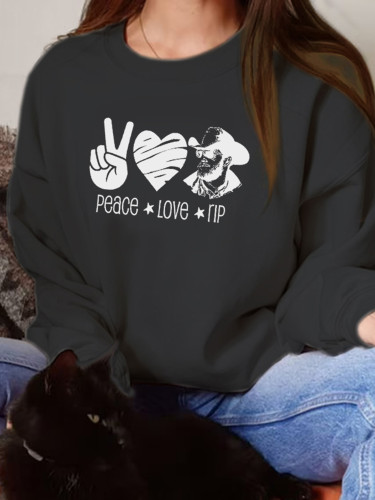 Peace Love Rip Pattern Print Women's Pullover Sweatshirt
