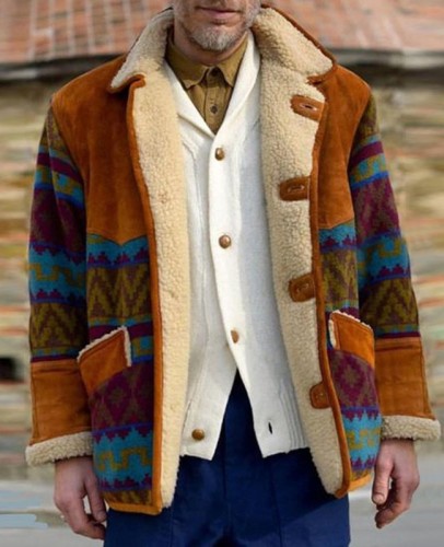 2020 New Men's Warm Suede Coat Male Winter Wool Fleece Long Overcoat Outerwear Men Brown Long Trench jacket