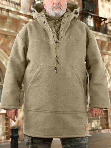 Men's Outdoor Woolen Pullover Hooded Coat For Winter