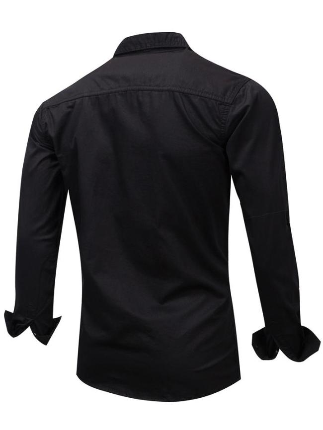 Men’S Classic Collar Chest Pocket Front Button Fastening Cotton Shirt
