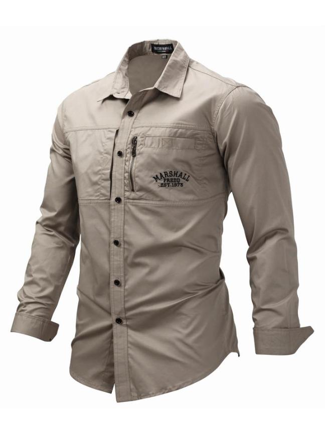 Outdoor Military Cotton Casual Full Zipper Long Sleeve Shirts
