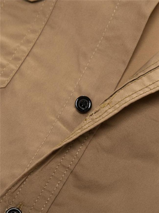 Men’S Classic Collar Chest Pocket Front Button Fastening Cotton Shirt