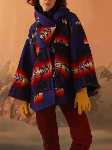 Women's Printed Hooded Coat Cardigan Top