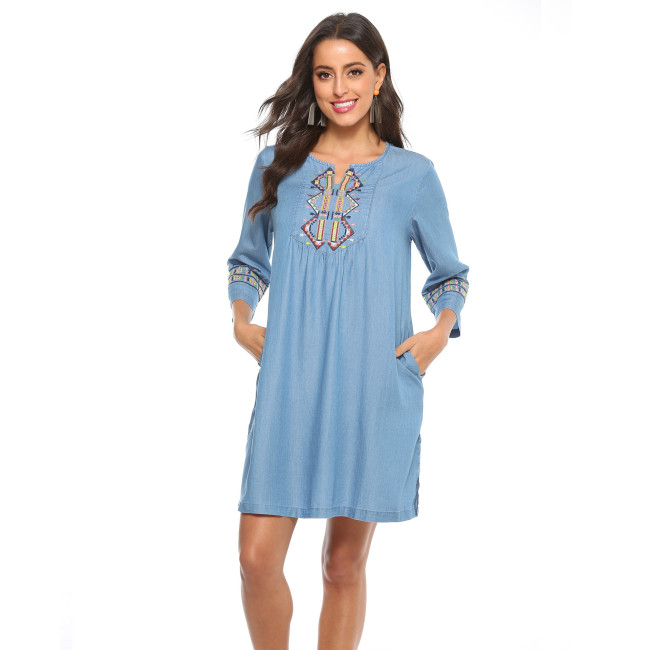 Women's Embroidered Dress Boho Style Cowgirl Style