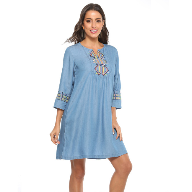 Women's Embroidered Dress Boho Style Cowgirl Style