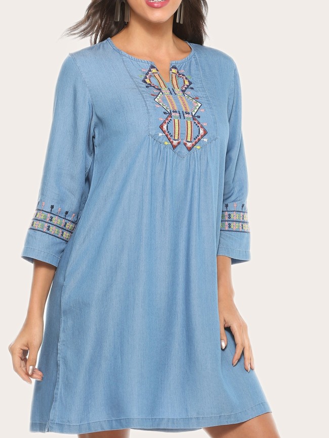 Women's Embroidered Dress Boho Style Cowgirl Style