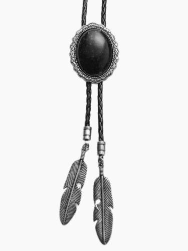 Black Tiger’S Eye Mens Bolo Tie Bolo Necktie Cowboy Bolo Tie