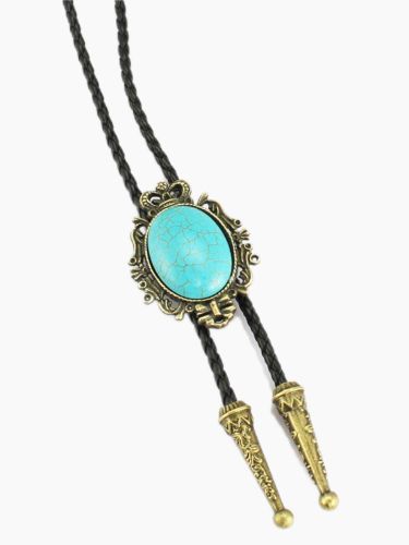 Crown Turquoise Bolo Tie Necktie American Leather Sting Tie For Women & Men