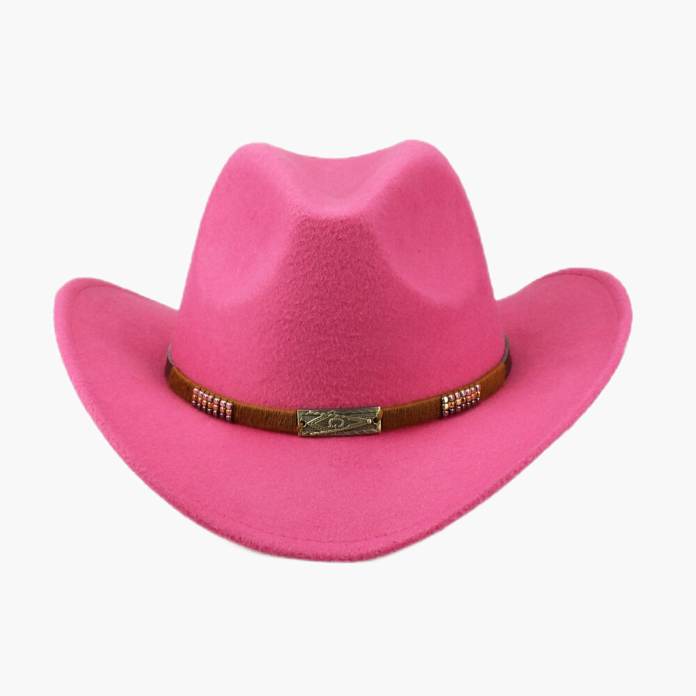 Handmade Belt Cowboy Cap Women Wide Brim Trilby Hats Men Warm Western Cowboy Jazz Cap Vintage