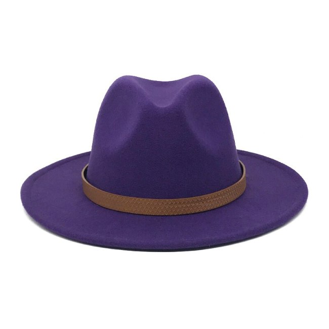Classic Fedora Cap for Women Autumn Felt Hats Wide Brim Men Tassic Belt Panama Jazz Caps 21 Colors Trilby Hat