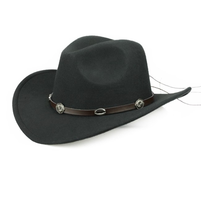 Cowgirl Hats With PU Leather Belt Winter Autumn Jazz Panama Caps Men Western Cappello Cowboy Chapeu Indiana Jones