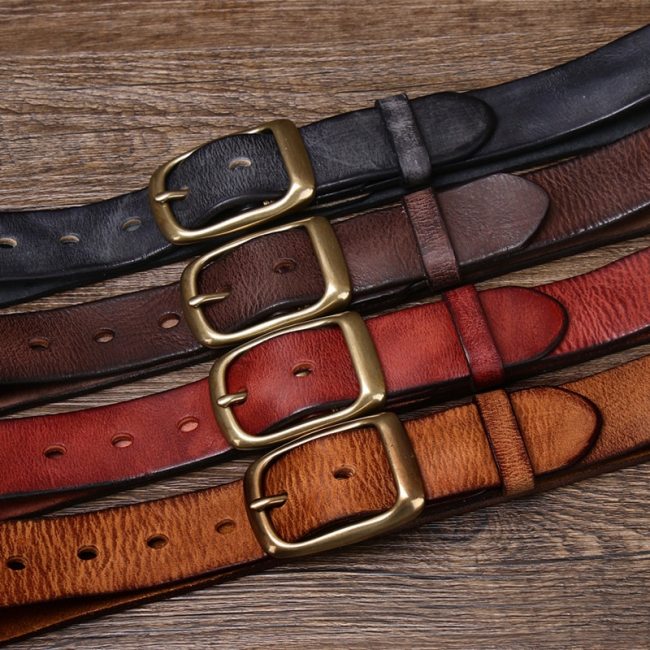 Western Style High Quality Genuine Leather Belt Fashion Men Luxury Designer Belts Men Copper Buckle Cowskin Strap Male Belt For Jeans Cowboy