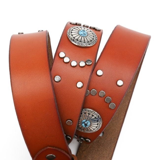 Western Style Brand luxury buckle belt Personality punk belt Metal parts really leather Trend designers for cinto masculino couro