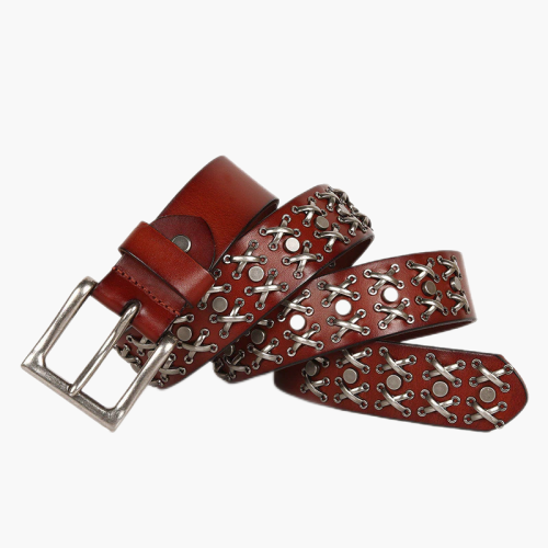 Western Style Top Natural 100% cow leather buckle belt New brand genuine leather punk rivet belts,mens metal motor biker belt for jeans