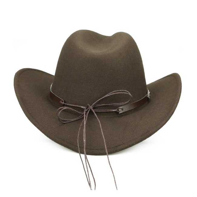 Cowgirl Hats With PU Leather Belt Winter Autumn Jazz Panama Caps Men Western Cappello Cowboy Chapeu Indiana Jones