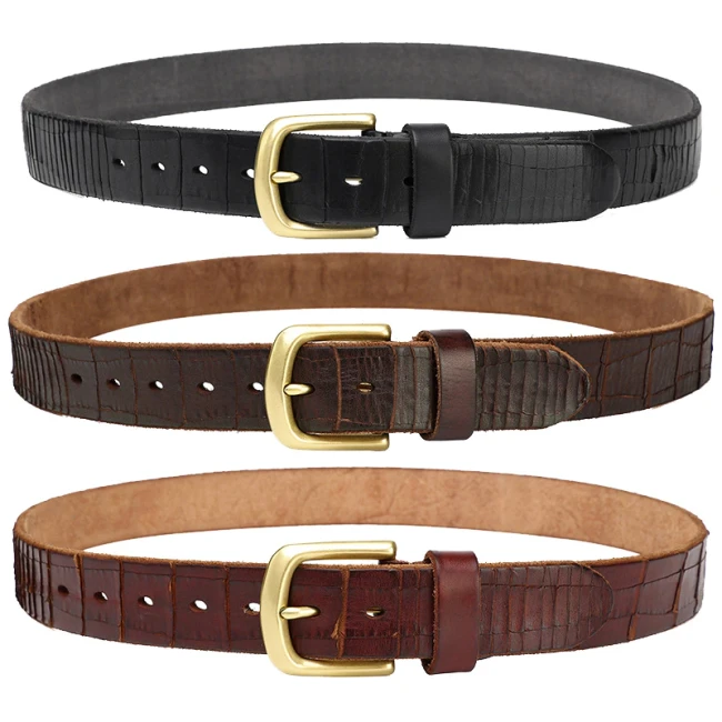 Cowboy Style High quality Vintage Men's Belt Pin Copper Belt Buckle Genuine Leather Belt Male Jeans Wide Belts For Men Ceinture Waist Belt
