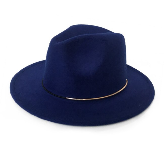 Gold Buckle Felt Hat for Women Warm Church Cap Lady Winter Autumn Vintage Trilby Cap Panama Sombrero Fedora Cap