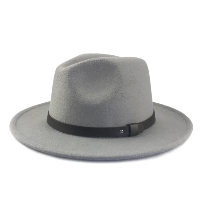 Man Women Cap Big Brim Fedora Weatern Style Bowler Vintage Woolen Cowboy Hat