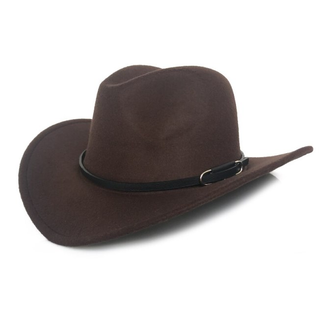 Wide Brim Western Cowboy Jazz Hat Autumn Winter Cowgirl Cap With Black Belt Men Women Wool Felt Fedora Hats Panama