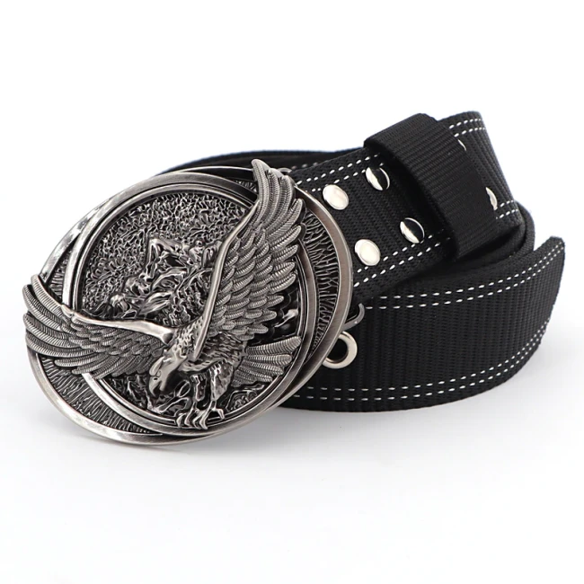 Western Style Belts for Fashion Man Eagle Buckle Nylon Tactical Belt Military Fans Tactical Canvas Wild Belts outdoor sports hook