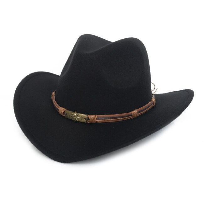 Chapeu Western Cowboy Hat With Pirate Belt Gentleman Jazz Sombrero Hombre Cap Women Winter Panama Felt Cap Trilby Hat