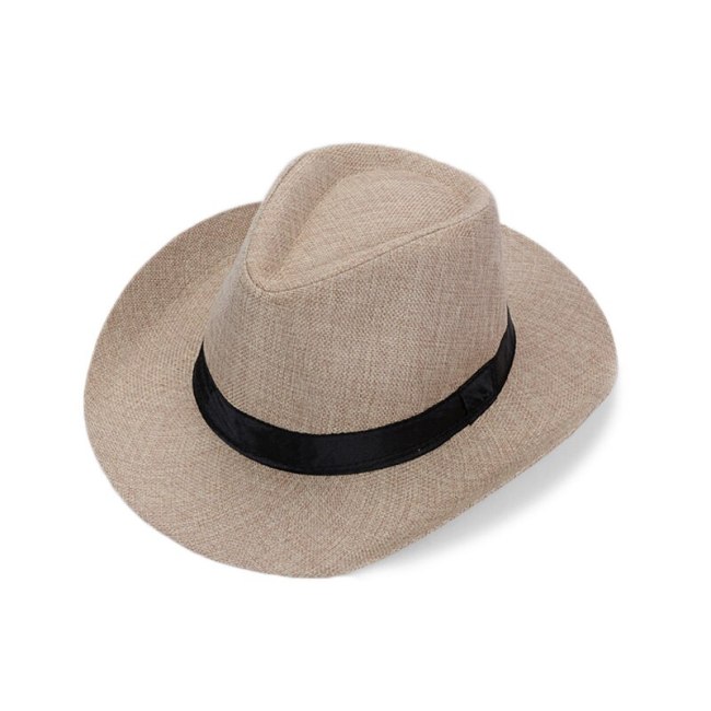 Summer Panama Hat Men Linen Sunhat Wide Brim Beach Cap Male Sunhats Trilby Panama Jazz Hat Hombre Panama Sombrero Chapeu