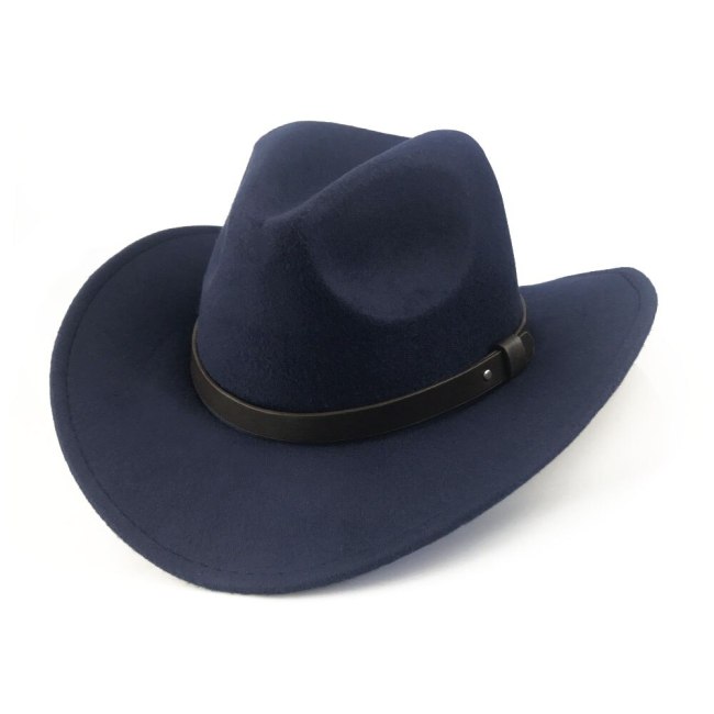 Retro Cowboy Cap Men Autumn Winter Trilby Hats Women Western Cowgirls Jazz Caps Crimping Brim Chapeau Homme