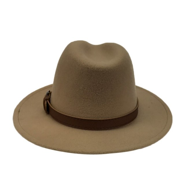 Elegant Flower Belt Felt Caps for Lady Winter Warm Vintage Trilby Hats Autumn Panama Jazz CAP Women Wide Brim Fedoras