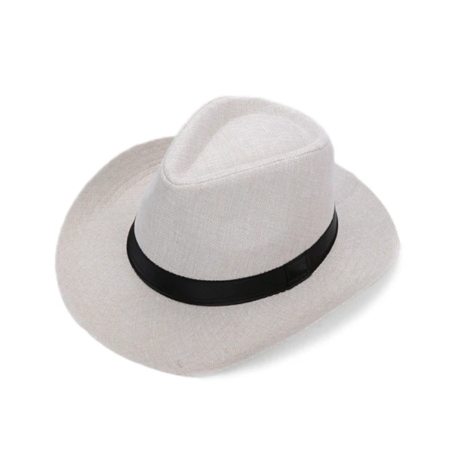 Summer Panama Hat Men Linen Sunhat Wide Brim Beach Cap Male Sunhats Trilby Panama Jazz Hat Hombre Panama Sombrero Chapeu