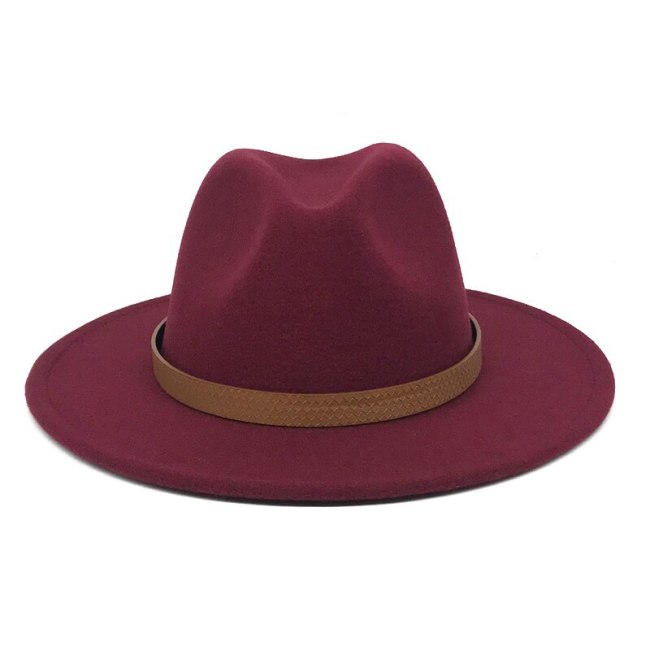 Classic Fedora Cap for Women Autumn Felt Hats Wide Brim Men Tassic Belt Panama Jazz Caps 21 Colors Trilby Hat