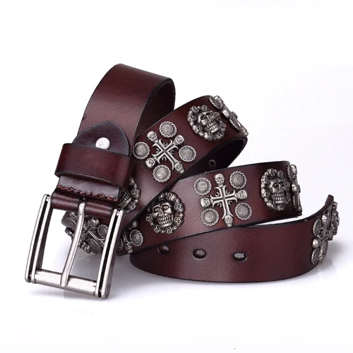 Cowboy Style Fashion Casual Men's Belts Luxury Punk Style Pin Buckle Genuine Leather Belt Men Top Quality