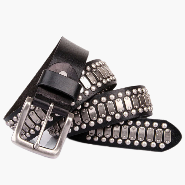 Western Style 100% Genuine Leather Metal pin buckle men Belt Male Wide Cowhide Hiphop Rock Rivet belts for Men Ceinture Black
