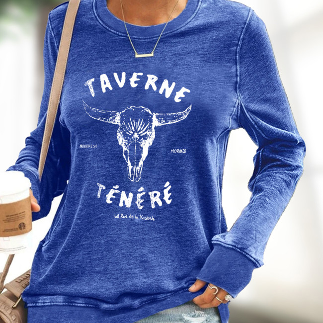 TAVERNE TENERE bull pattern print long sleeve t-shirt for women