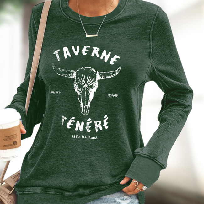 TAVERNE TENERE bull pattern print long sleeve t-shirt for women